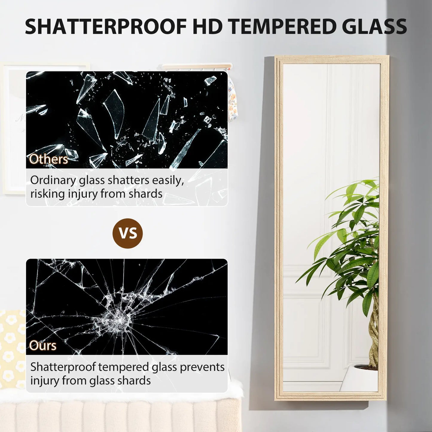 64" x 21" Full Length Mirror, Standing, Wall Mounted, Leaning, Bedroom, Living Room, Beige Full Length Mirrors at Gallery Canada