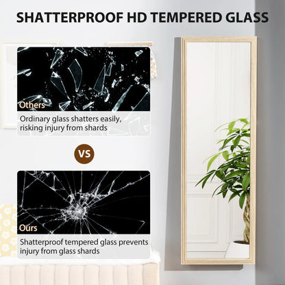 64" x 21" Full Length Mirror, Standing, Wall Mounted, Leaning, Bedroom, Living Room, Beige Full Length Mirrors at Gallery Canada