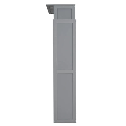 Murphy Bed with Shelves, LED Lights, Space-Saving Wall Bed, 91" L x 81" W x 84" H, Grey Bed Frames at Gallery Canada