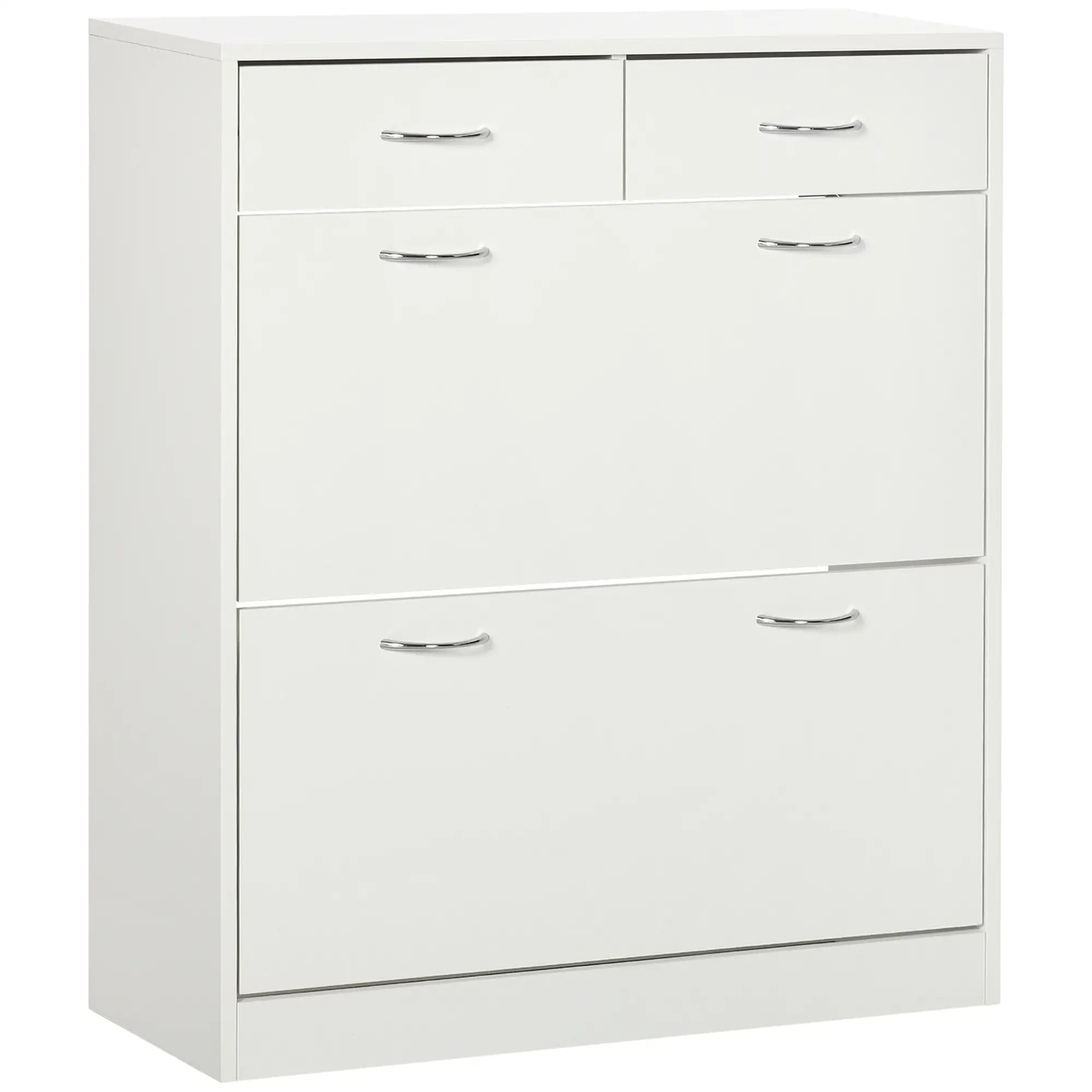 Narrow Shoe Storage, 2 Flip Drawers, Adjustable Shelves, 12 Pairs, White Shoe Storage Cabinets & Racks White at Gallery Canada