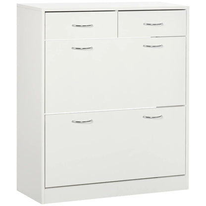 Narrow Shoe Storage, 2 Flip Drawers, Adjustable Shelves, 12 Pairs, White Shoe Storage Cabinets & Racks White at Gallery Canada