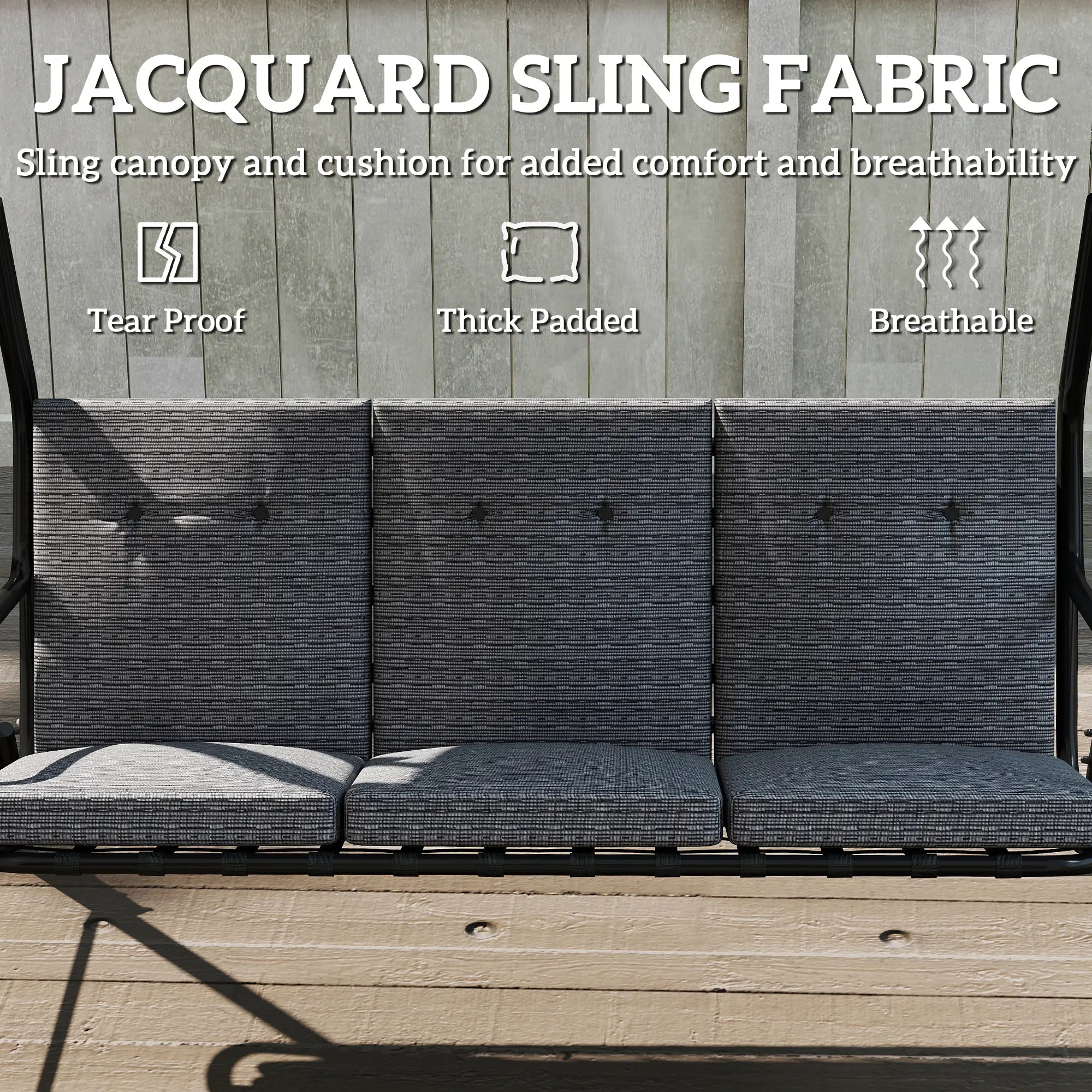 3-Person Patio Swing Bench With Canopy, Grey Patio Swings with Stand at Gallery Canada