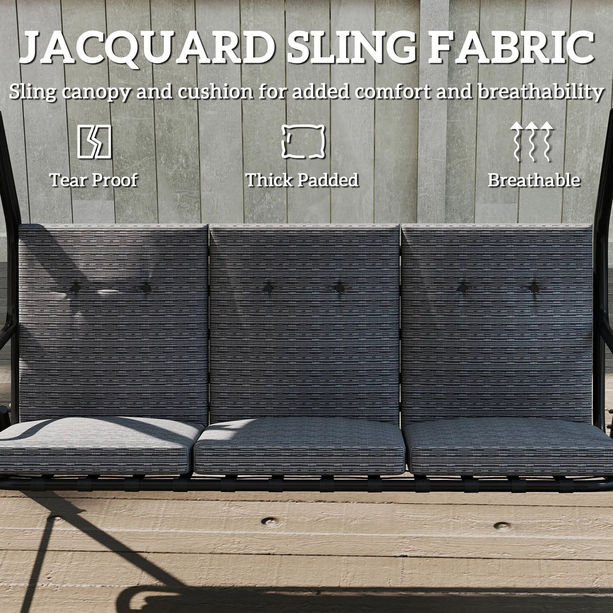 3-Person Patio Swing Bench With Canopy, Grey Patio Swings with Stand at Gallery Canada