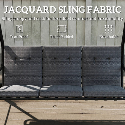 3-Person Patio Swing Bench With Canopy, Grey Patio Swings with Stand at Gallery Canada