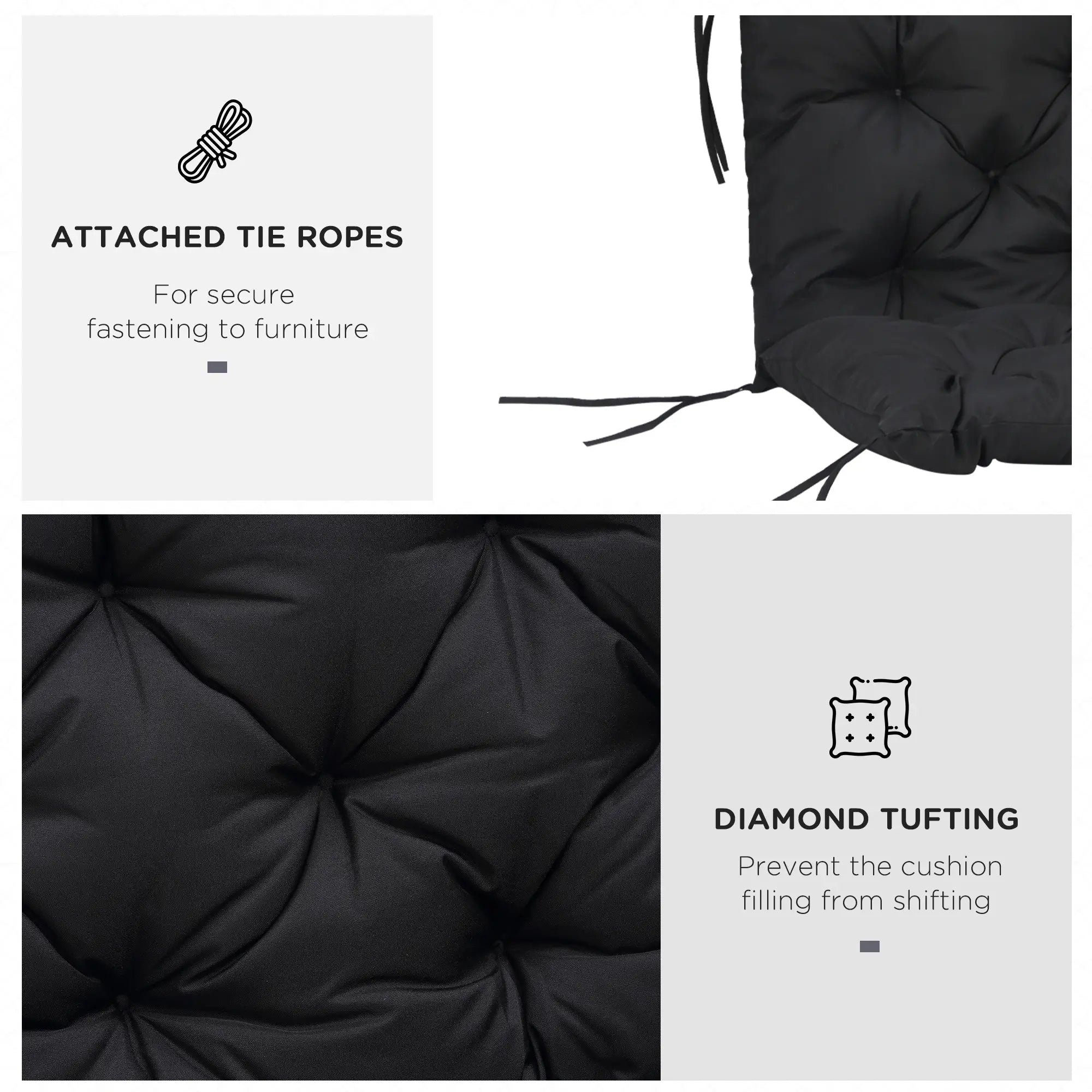 Porch Swing Cushion Garden Bench Cushion with Backrest, Non-Slip 3-Seater Thick Pad, Swing Chair Mat Replacement for Indoor and Outdoor, 59.1