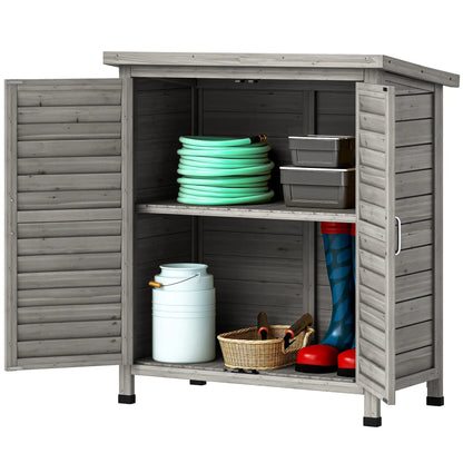 Wooden Garden Storage Shed, 2 Door, 34" x 18" x 38", Grey