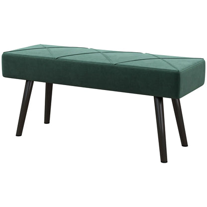 39 Inches Upholstered Bed Bench, Modern Steel Legs, Green Storage Ottomans & Benches Green at Gallery Canada