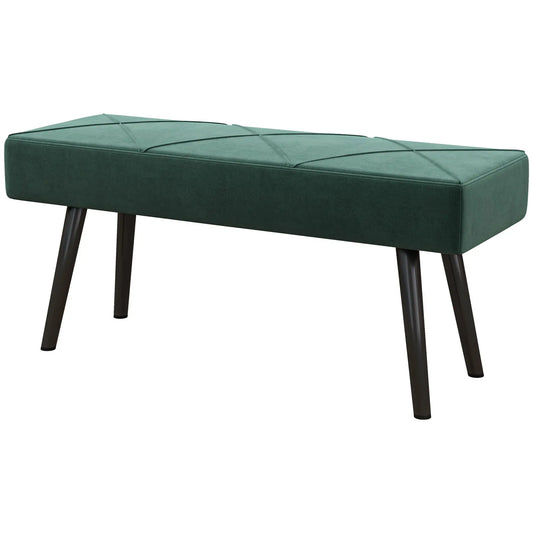 39 Inches Upholstered Bed Bench, Modern Steel Legs, Green Storage Ottomans & Benches Green at Gallery Canada