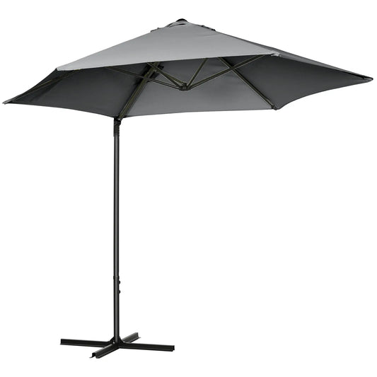 8.5FT Outdoor Cantilever Parasol, 360° Rotation, Cross Base, Dark Grey Cantilever Umbrellas Dark Grey at Gallery Canada