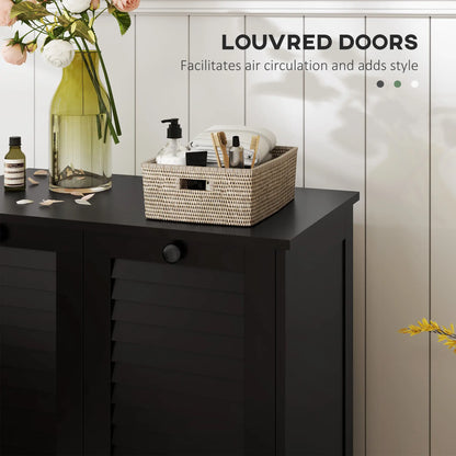 Tilt Out Laundry Cabinet, 2 Baskets, 2 Louvered Doors, Black Bathroom Cabinets at Gallery Canada