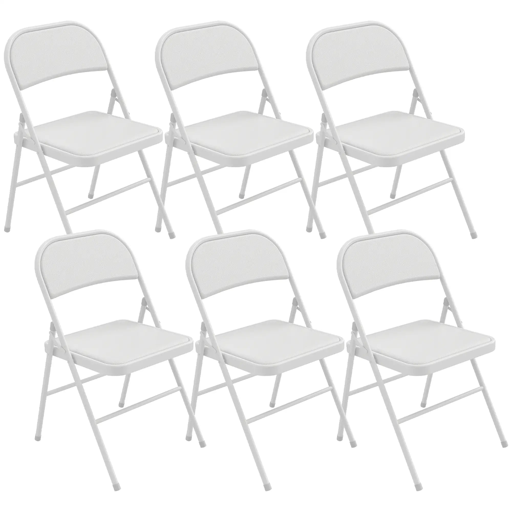 Set of 6 Foldable Chairs, PU Leather Padded, 17.5