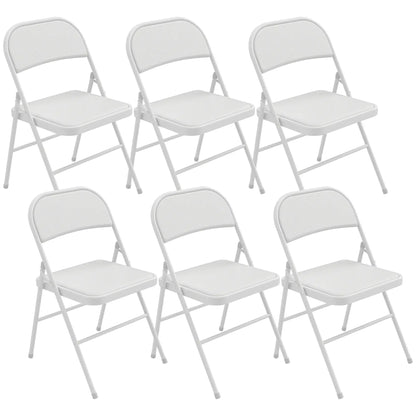 Set of 6 Foldable Chairs, PU Leather Padded, 17.5" x 17.5" x 31.5", White Dining Chairs White at Gallery Canada
