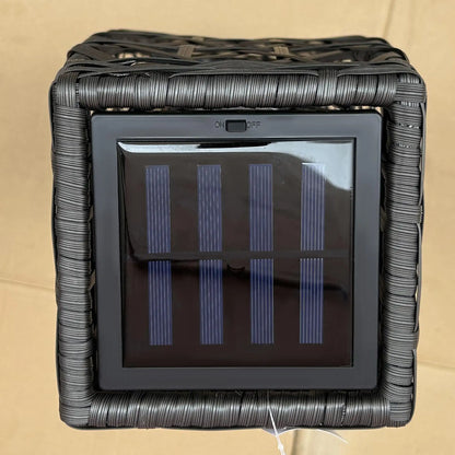 Solar LED Wicker Floor Lamp, IP44, Auto On/Off, Grey Solar Post Lamps at Gallery Canada