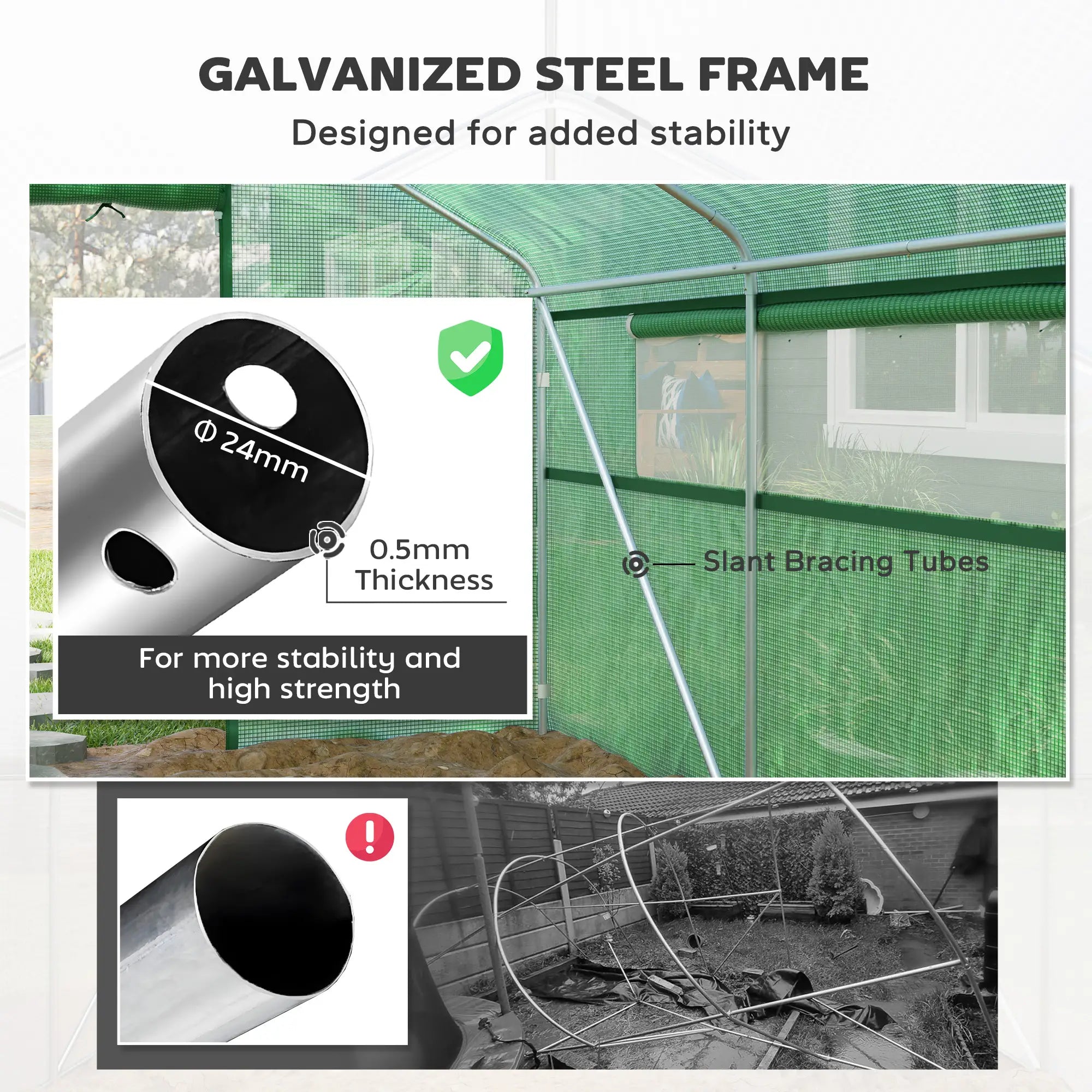 Walk-in Tunnel Greenhouse, Galvanized Steel Frame, 13' x 10' x 6.5', Green Tunnel Greenhouses at Gallery Canada