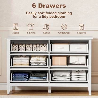 Modern 6 Drawer Dresser, Double Chest, White Storage Cabinets at Gallery Canada