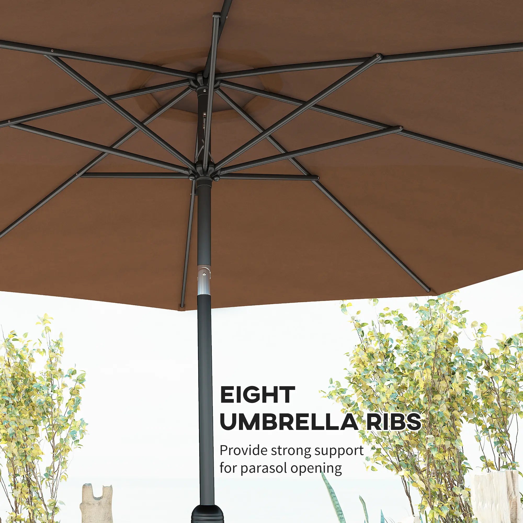 10' x 8' Round Market Umbrella, Crank Handle, Tilt, Outdoor Parasol Sun Umbrellas at Gallery Canada