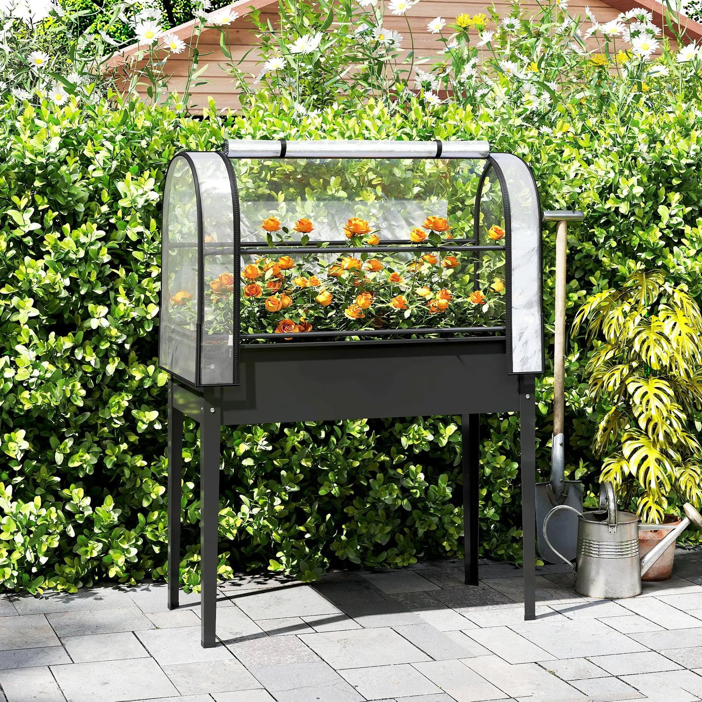 Metal Raised Garden Bed With Greenhouse Cover, Black Raised Garden Beds at Gallery Canada