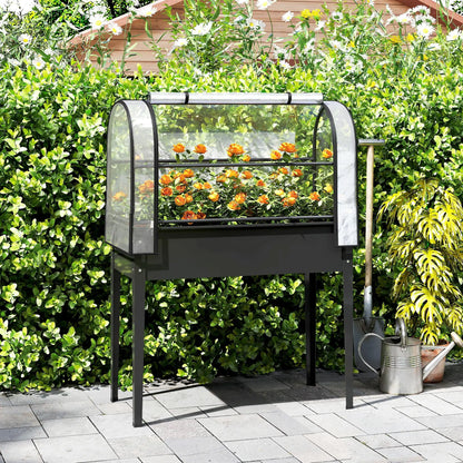 Metal Raised Garden Bed With Greenhouse Cover, Black Raised Garden Beds at Gallery Canada
