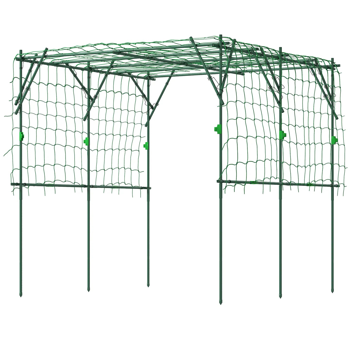 7.3 FT Tall Metal Garden Arch Trellis, For Climbing Plants, Green