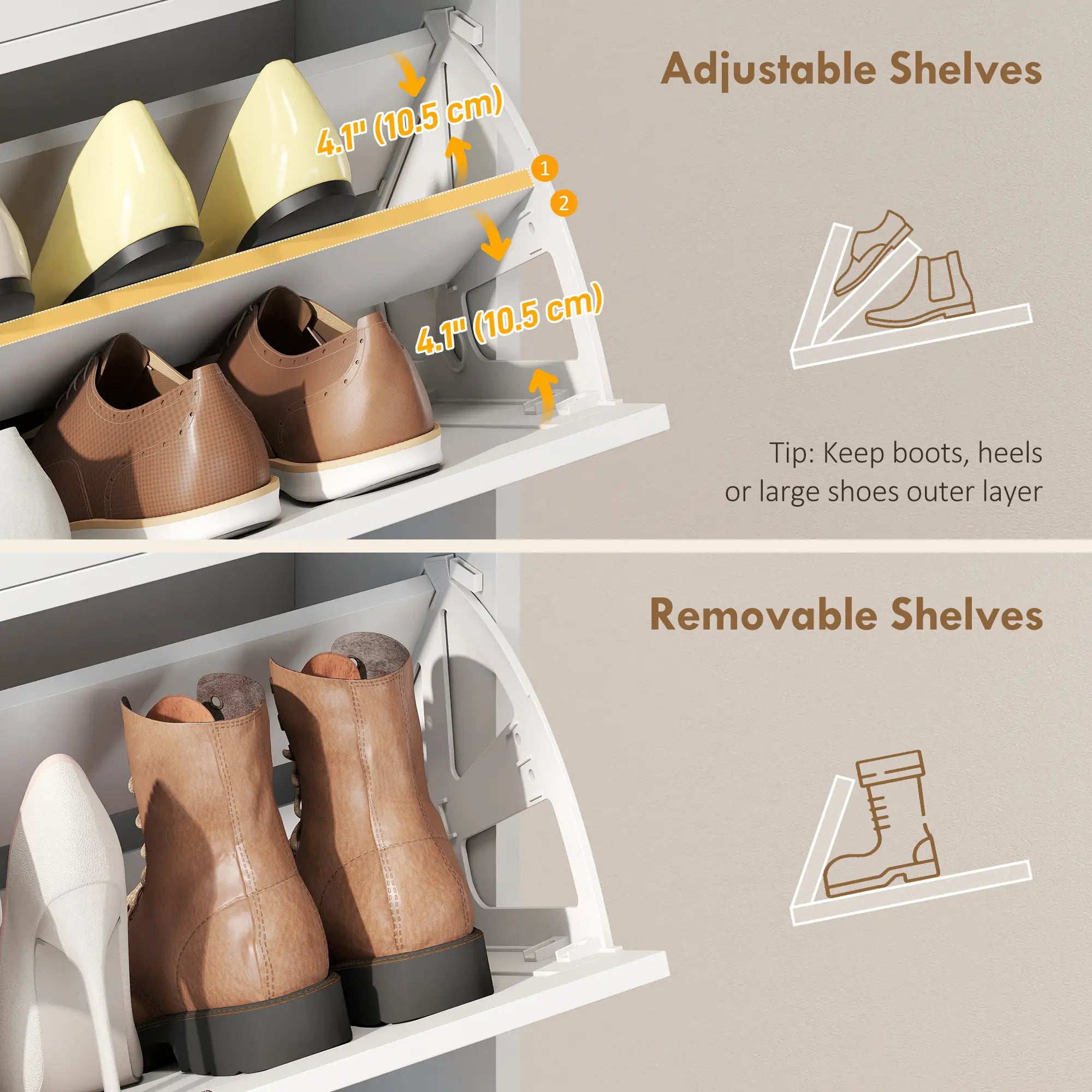 Shoe Cabinet With 2 Flip Drawers, Farmhouse Narrow Storage, White Shoe Storage Cabinets & Racks at Gallery Canada