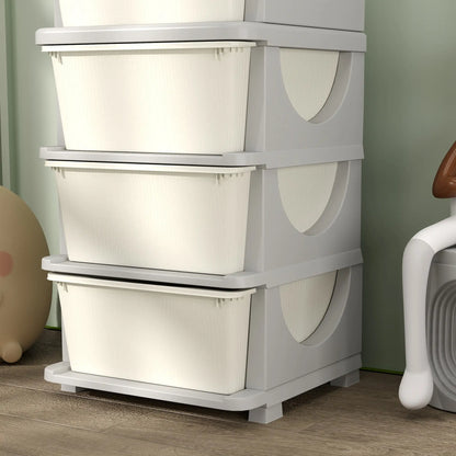 4 Tier Kids Toy Organizer, 4 Plastic Drawers, Cream White Baby & Kids Storage at Gallery Canada