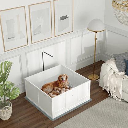 Dog Whelping Box, Waterproof Pad, Adjustable Door, 41" x 39" Houses, Kennels & Pens at Gallery Canada