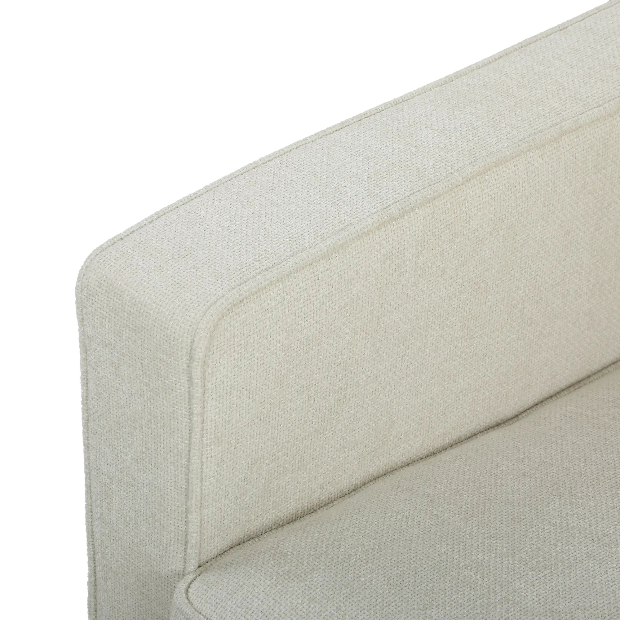 3 Seater Sofa Upholstered with Padded Cushion Modern Button Tufted Couch with Wood Legs, Cream White 3-Seater Sofas at Gallery Canada