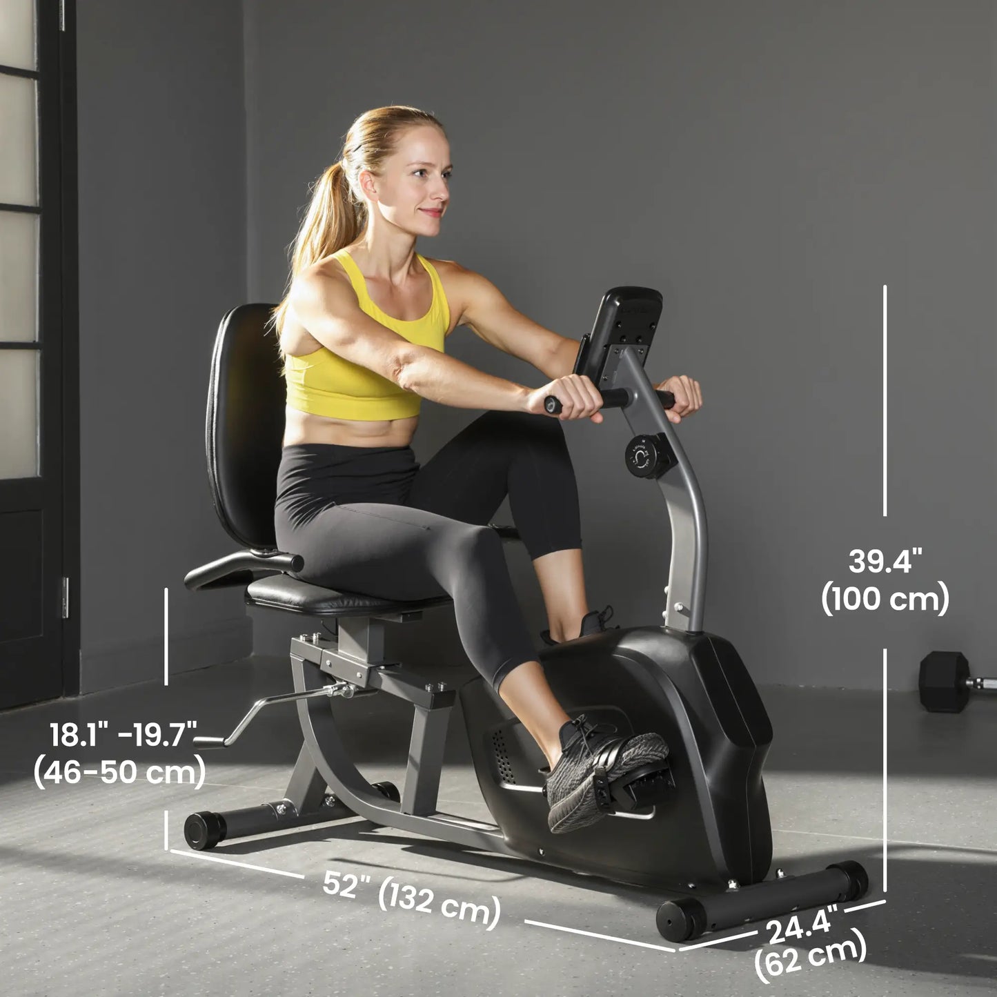 Recumbent Exercise Bike, 8-Level Magnetic Resistance, LCD Monitor, Heart Rate Handle, Adjustable Seat Exercise & Stationary Bikes at Gallery Canada
