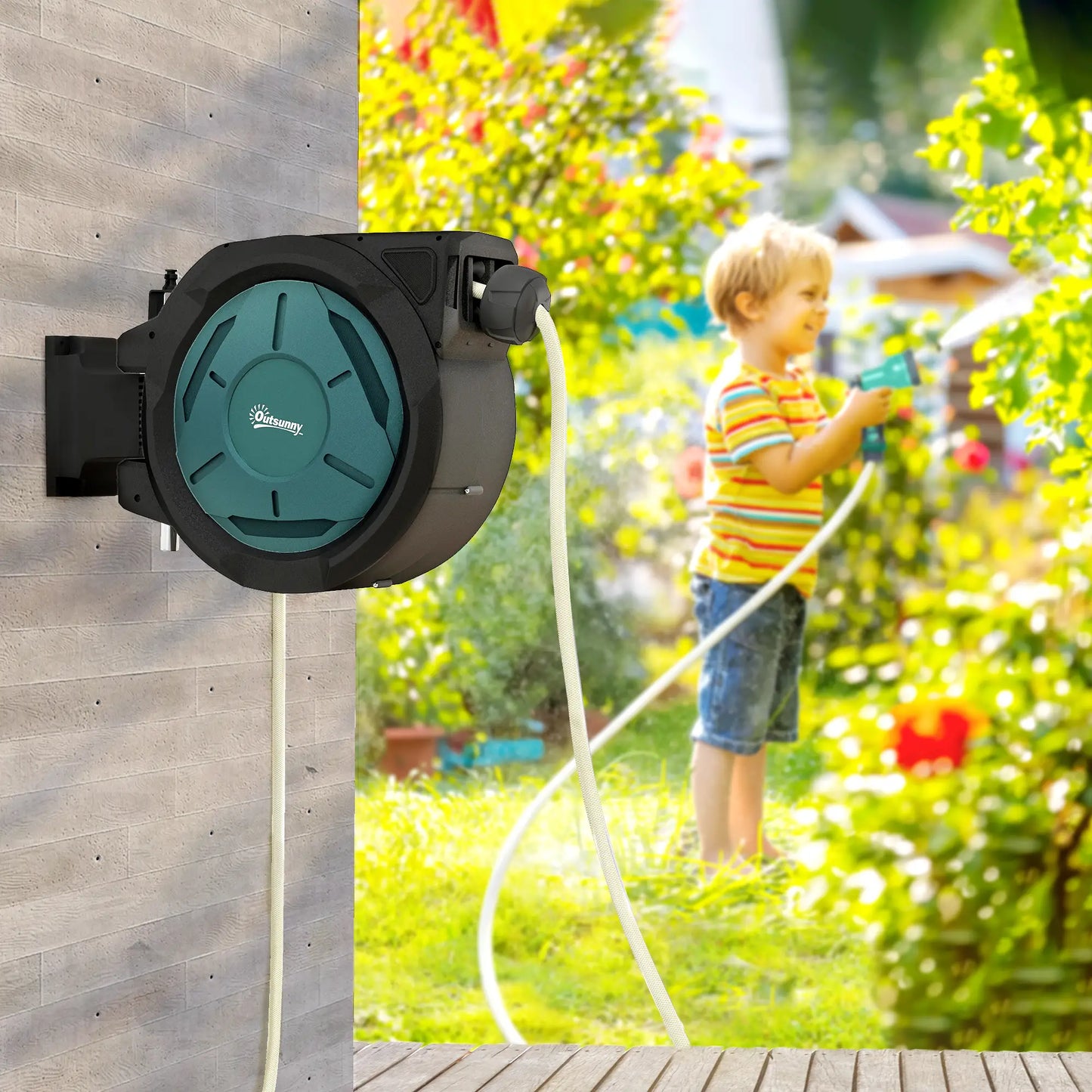 1/2 in x 65ft Wall Mounted Garden Hose Reel, Auto Rewind, Blue Garden Accessories at Gallery Canada