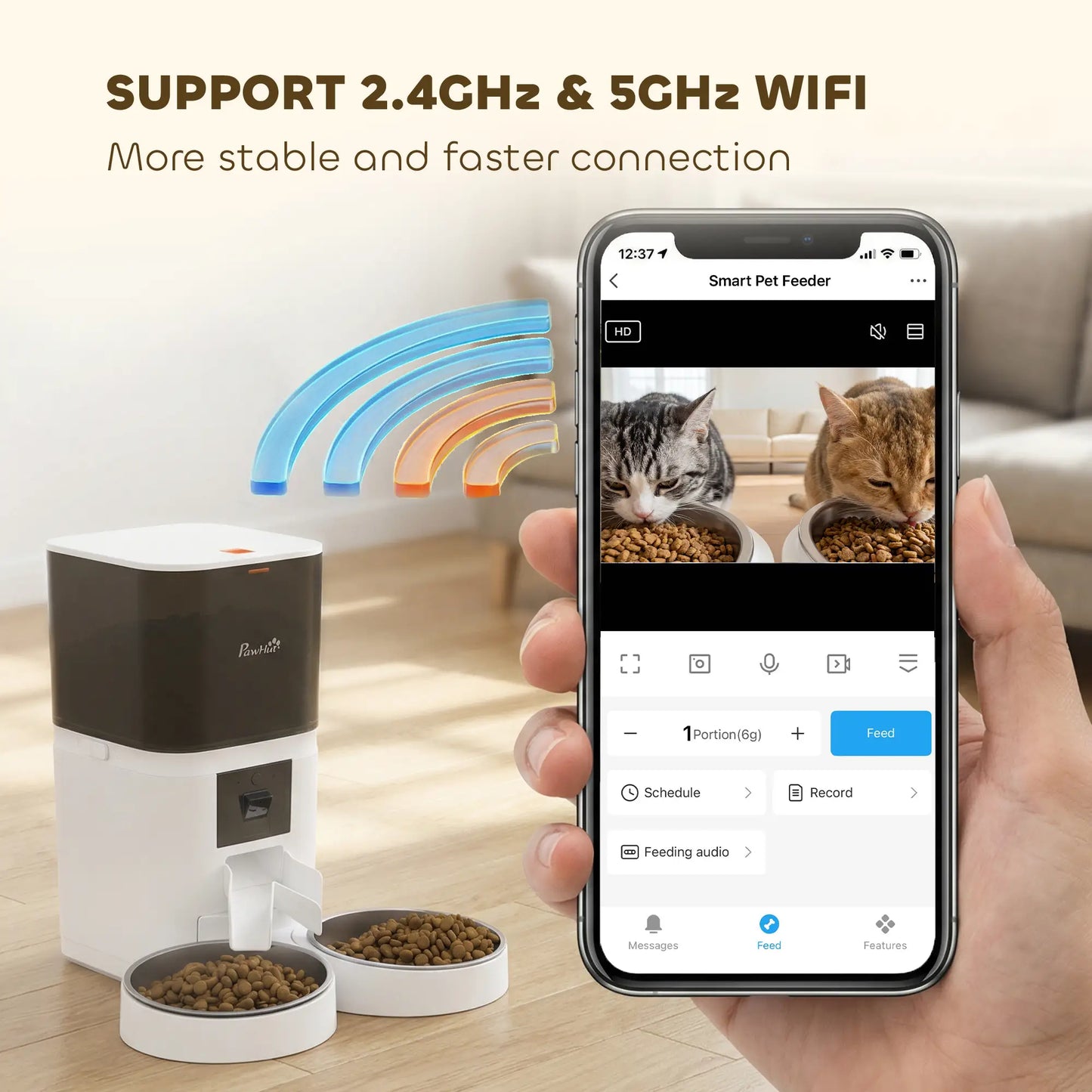 Automatic Cat Feeder, 6L, HD Camera, WiFi App Control Dog Bowls at Gallery Canada