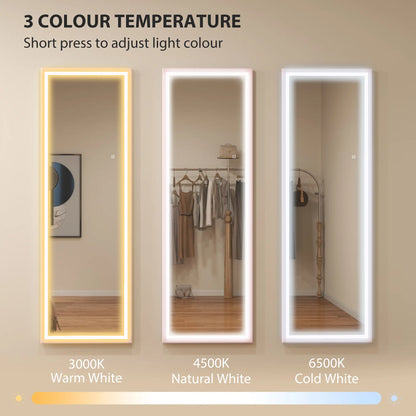 LED Mirror, Dimmable 3 Color Lights, 64" x 21" Rectangular, Pink Full Length Mirrors at Gallery Canada