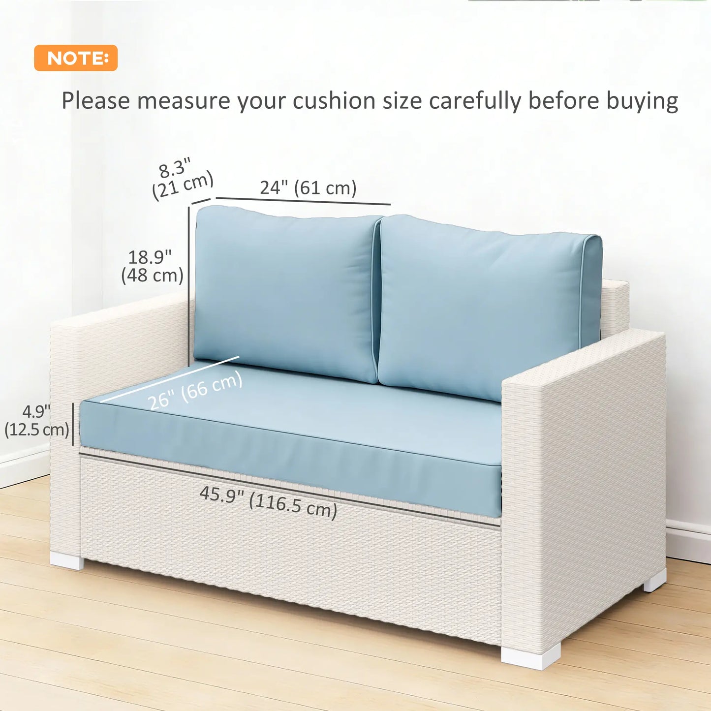 Outdoor Seat Cushions With Backrest, Loveseat Double Sofa, Light Blue Patio Chair Cushions at Gallery Canada