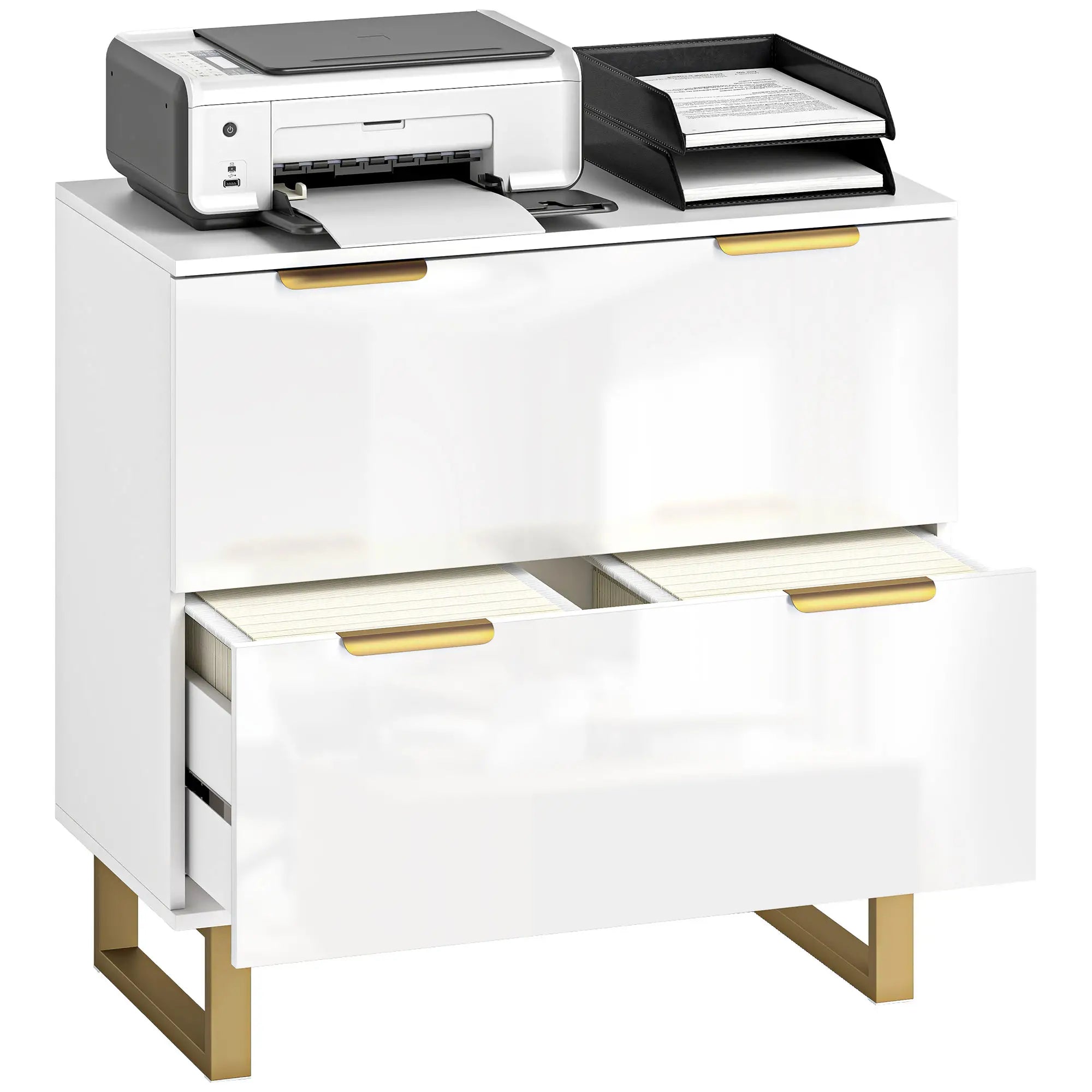 2 Drawer Lateral File Cabinet, Letter/A4/Legal Size, High Gloss White, White Office Cabinets & Cupboards at Gallery Canada