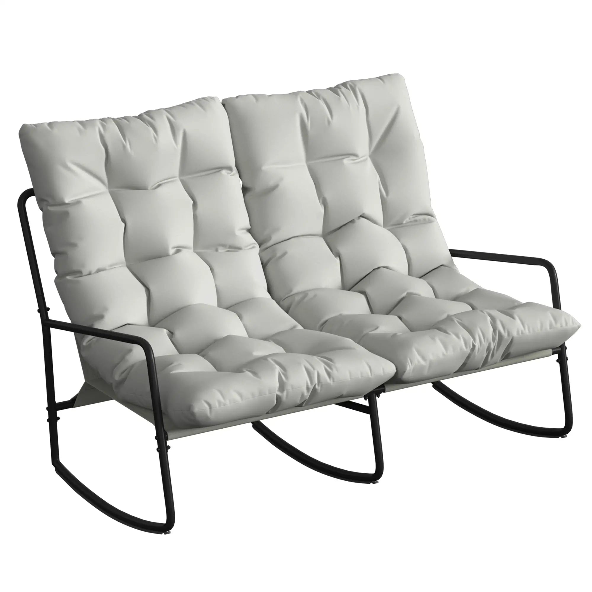 2-Person Outdoor Rocking Chair With Cushions, 528 LBS Capacity, Light Grey Outdoor Rocking Chairs at Gallery Canada