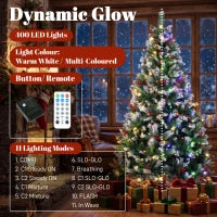 Sapin de Noël épicéa floqué pré-éclairé de 7 pieds, double couleur, télécommande, articulé, double couleur