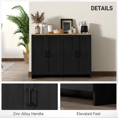 Modern Sideboard Buffet Cabinet, 4 Doors Adjustable Shelves, Black Storage Cabinets at Gallery Canada