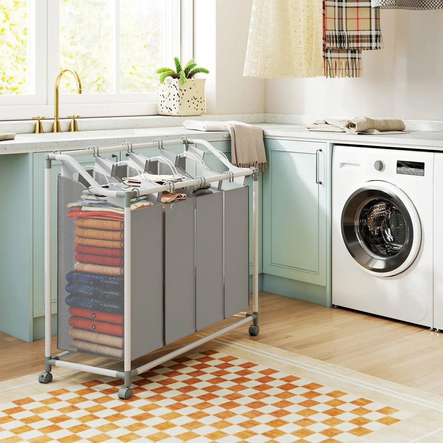 160L Laundry Hamper with Wheels, 4 Removable Bags, Grey Bath Accessories at Gallery Canada