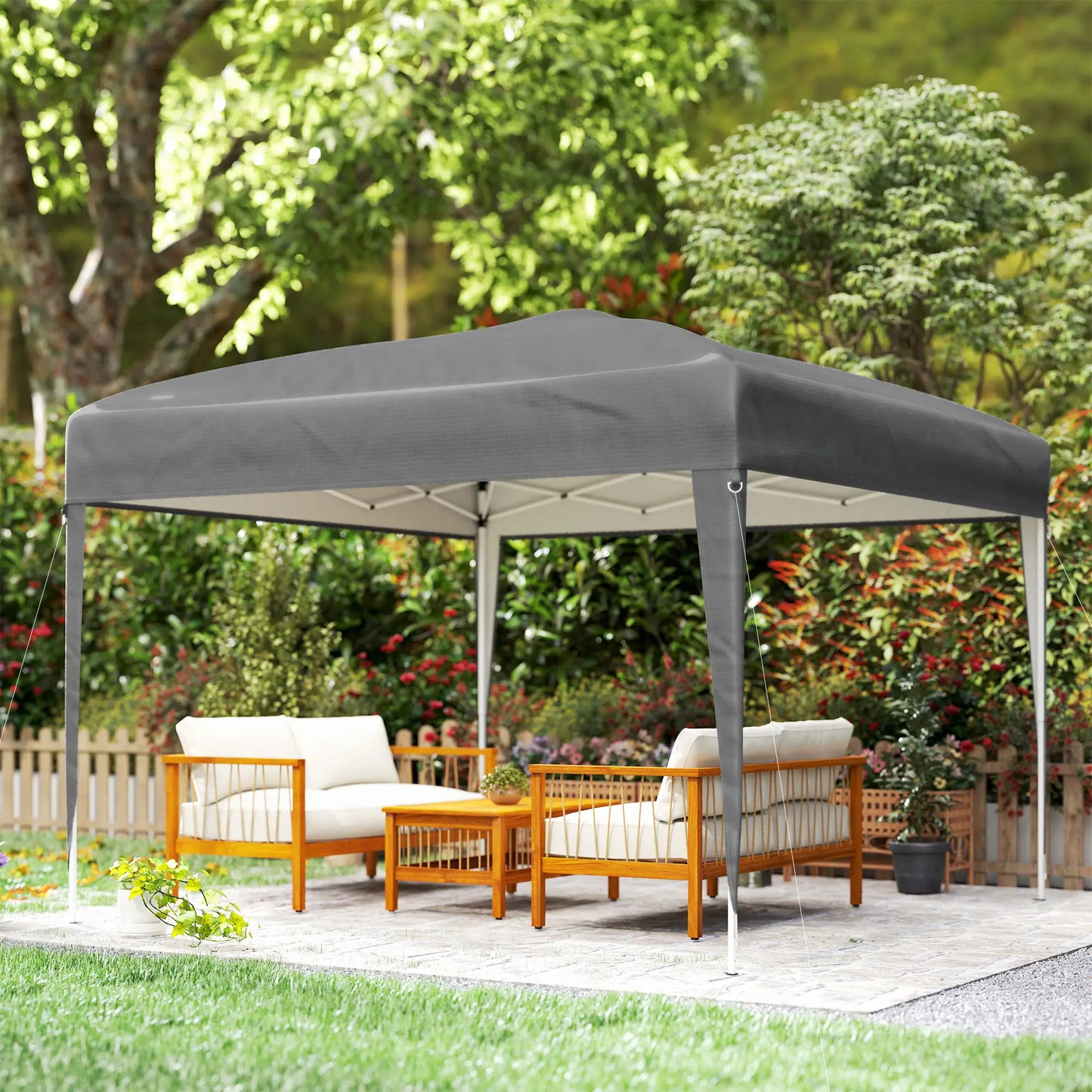 10 x 10ft Folding Pop Up Tent, Outdoor Gazebo Canopy, Grey Pop Up Canopies at Gallery Canada