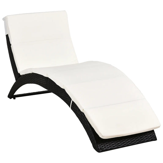 Foldable Rattan Chaise Lounge, Reclining Backrest, PE Wicker, Outdoor, Beige Chaise Loungers Dark Coffee and Cream White at Gallery Canada