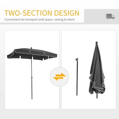 6.5x4ft Rectangle Patio Umbrella, Aluminum Tilt Adjustable, Grey Sun Umbrellas at Gallery Canada