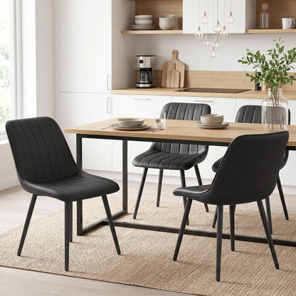 Faux Leather Dining Chairs Set of 4, Black Metal Legs, Black Dining Chairs at Gallery Canada