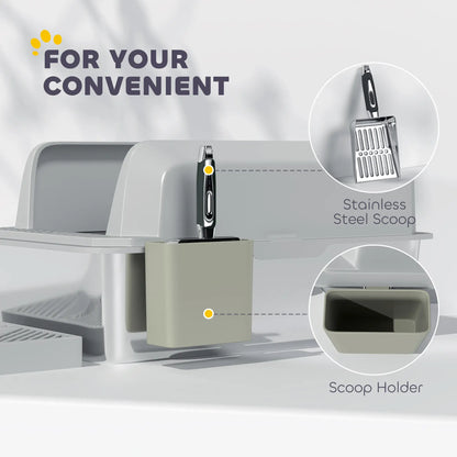 Stainless Steel Cat Litter Box, High Sided, Metal Scoop Holder, Easy Clean Cat Litter Box Enclosures at Gallery Canada