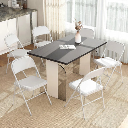 Set of 6 Foldable Chairs, PU Leather Padded, 17.5" x 17.5" x 31.5", White Dining Chairs at Gallery Canada