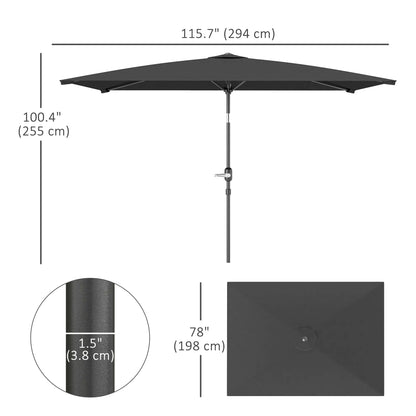 6.6x9.6ft Rectangle Aluminum Patio Umbrella, Outdoor Sunshade Canopy, Dark Grey Sun Umbrellas at Gallery Canada