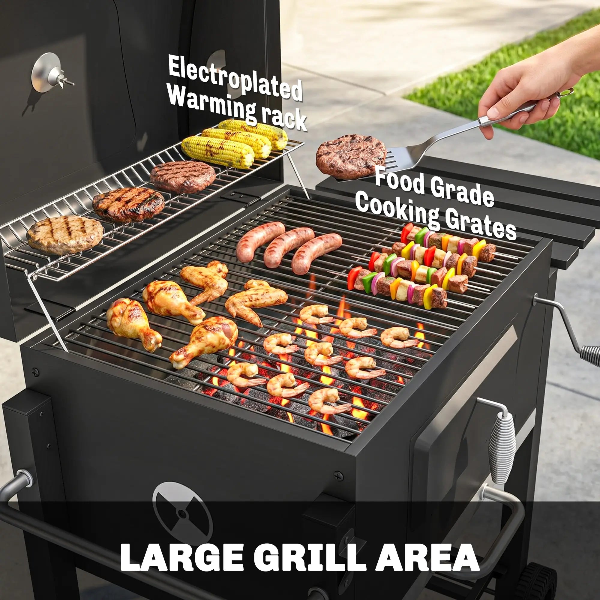 Portable Stainless Steel BBQ Trolley Grill With Wheels, Side Shelf Charcoal BBQ Grils at Gallery Canada