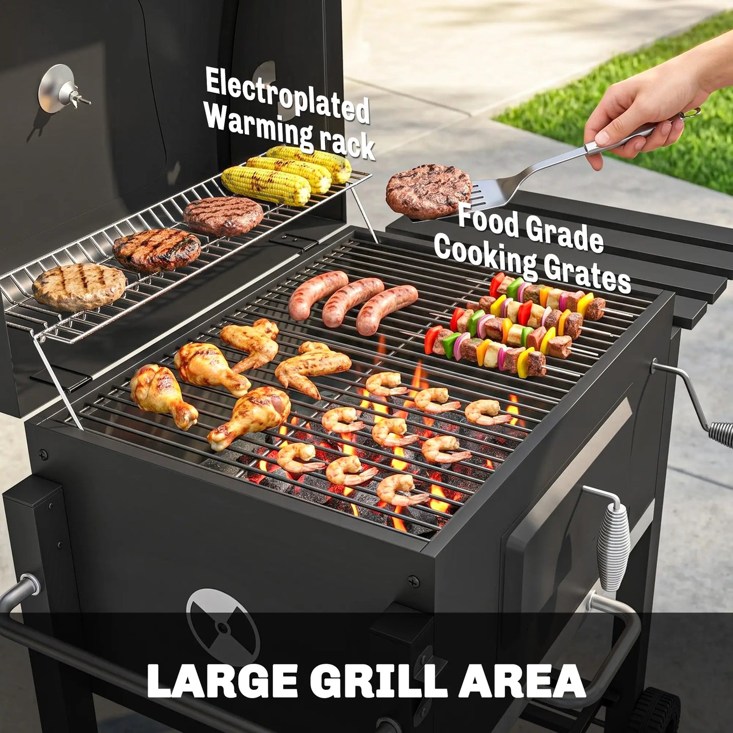 Portable Stainless Steel BBQ Trolley Grill With Wheels, Side Shelf Charcoal BBQ Grils at Gallery Canada