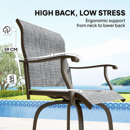Outdoor Swivel Bar Stools, Set of 2, High Back, Mixed Grey Bistro Sets at Gallery Canada