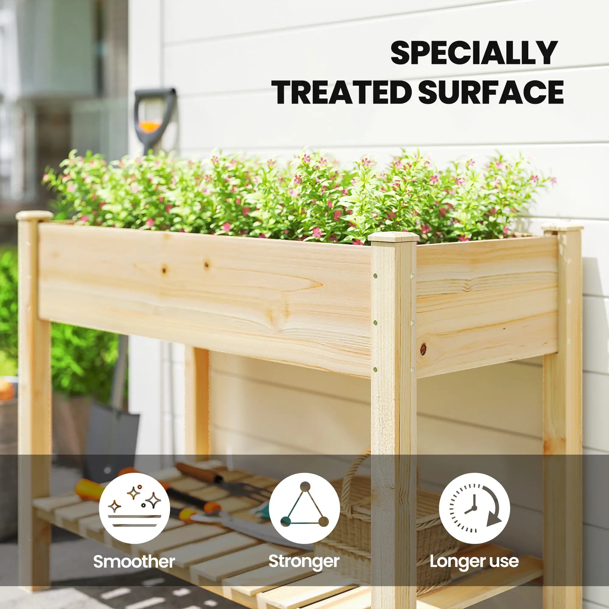 Elevated Planter Box With Legs, Storage Shelf, Raised Garden Bed, Natural Elevated Garden Beds at Gallery Canada
