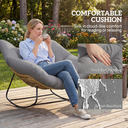 Papasan Rocking Chair, Oversized With Cushion, Grey Outdoor Rocking Chairs at Gallery Canada