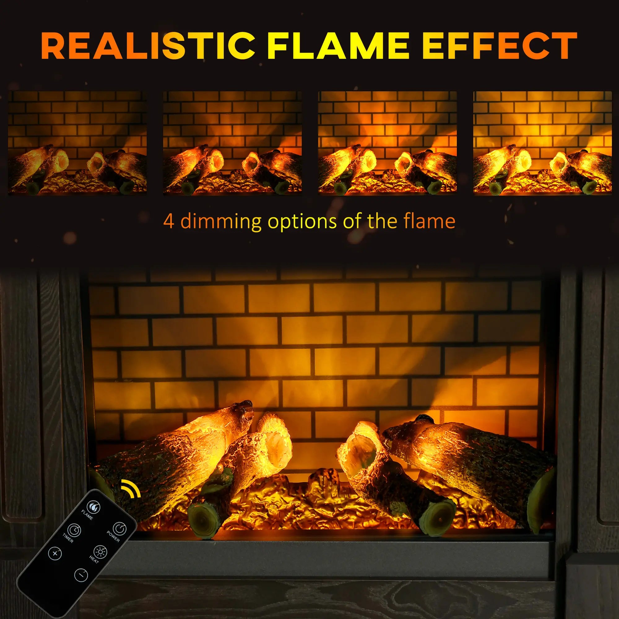 Electric Fireplace With Mantel, Freestanding Heater, 700W/1400W, Brown Electric Fireplaces at Gallery Canada